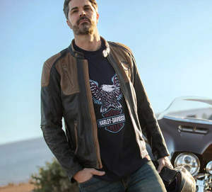Camisa de Motociclista Urbana Unisex de Verano, con Bloques de Color, de Cuero Genuino Resistente, para Paseos por la Ciudad, con Bordado 3D - Product Image 2