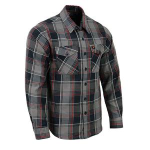 เสื้อเชิ้ต Urban Forge Shadow Plaid Utility สีเทาและแดงลายตารางพรีเมียม ผ้าแฟลนเนล ติดกระดุม มีกระเป๋าคู่ สไตล์สตรีทแวร์ - Product Image 1