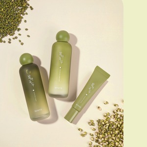 Korea K-Beauty 100ml Herbal Skincare Set with 3pcs Mung Bean Sprout Toner Emulsion Cream <b>Face</b> Moisturizer - Product Image 3