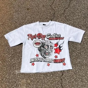 Camiseta de Hombre Oversize de Algodón con Cuello Redondo y Manga Raglán, Estilo Hip Hop Streetwear, Lavado Ácido, Estampado Serigrafiado y Pedrería, Corte Boxy Vintage - Product Image 3