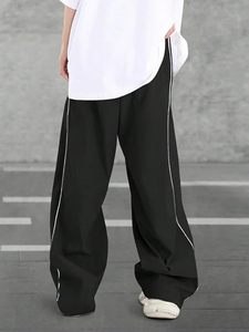 Pantalon baggy pour homme Y2K avec passepoil contrastant, cordon de serrage, pantalon de survêtement tendance unisexe, pantalon cargo surdimensionné pour homme avec poches - Product Image 3