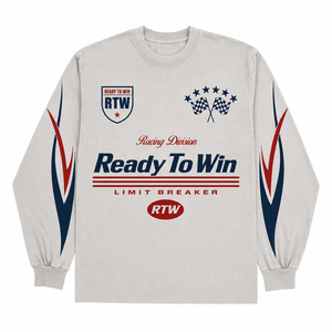 T-shirt à manches longues pour homme Ready To Win, col rond, motif imprimé, jersey décontracté, coton respirant, coupe classique - Product Image 1