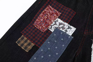 Jean ample patchwork pour homme, coupe large, style streetwear vintage délavé, Y2K, denim artistique, coupe décontractée - Product Image 5
