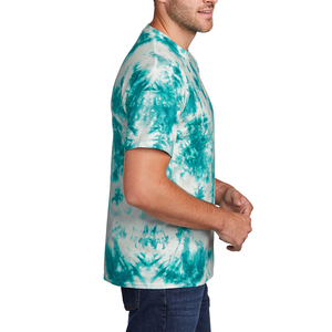 Wholesale Men's <b>Tie</b>-Dye Short Sleeve T-Shirt O-Neck Casual Knitted Regular Fit Teal <b>White</b> Patterned 100% Cotton 2026 - Product Image 2