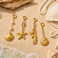 Pendentif en or 18 carats plaqué PVD, résistant à l'eau et inaltérable, motif vie marine, accessoires pour femme, breloques de bikini, maillot de bain, acier inoxydable, ambiance estivale