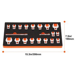 Juego de 20 Llaves de Pata de Gallo de 3/8'' con 2 Barras de Extensión, Material 40CR y Organizador de Herramientas EVA, Tamaños de 17 mm y 21 mm - Product Image 4