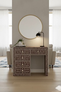Cajón con Incrustaciones de Hueso de ILAHI, Diseño Moderno con Detalles de Ágata, Mueble Portátil para el Hogar - Product Image 6