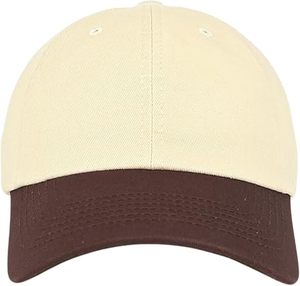 Gorra de Béisbol Color Crema con Visera Marrón, 6 Paneles, Ajustable, Unisex, de Sarga, para Uso Casual - Product Image 3