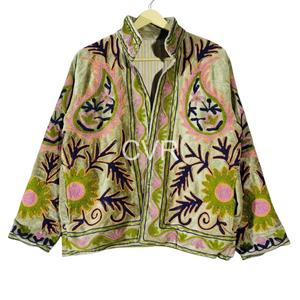 Abrigo Casual de Primavera para Mujer, Talla Grande, con Cuello Mandarín y Patrón Paisley Bordado a Mano, Estilo Bohemio, Manga Larga - Product Image 1