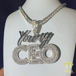 จี้สร้อยคอรูปตัวอักษร CEO ทำมือ ประดับเพชร VVS มอยส์ซาไนต์ เงินแท้ 925  แบบสั่งทำพิเศษ สไตล์ฮิปฮอป เครื่องประดับหรูหรา ดีไซน์เนอร์ - Product Image 1