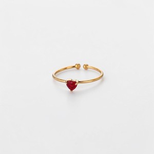 Gold Plated Tiny 6MM Heart Ruby <b>Quartz</b> Gemstone <b>Ring</b> - Wholesale Handmade Stackable <b>Ring</b> - Brass Gold Plating <b>Ring</b> - Product Image 1
