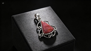 Colgante de Coral en Plata de Ley 925 con Engaste en Forma de Pirámide, Estilo Clásico, Amuleto para Uso Diario de Mujer - Product Image 2
