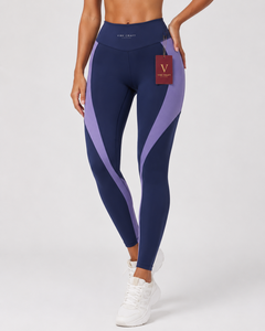 Vibe Craft Women's Mid Waist <b>Leggings</b> Black Teal Solid Spandex/<b>Polyester</b> Quick Dry Anti-Bacterial Breathable Warm All Seasons - Product Image 2