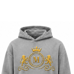 Chándal para Hombre Mudassar, 480 g/m², 100% Algodón, Logotipo con Impresión Puff, Cordón Ajustable, Largo Completo, Estilo Vintage, con Capucha, para Invierno - Product Image 2