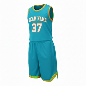 Ensemble de maillots de basket-ball turquoise personnalisés, sans manches, anti-transpiration, nom de l'équipe, impression sublimée 37, vêtements de sport unisexes pour adultes - Product Image 1