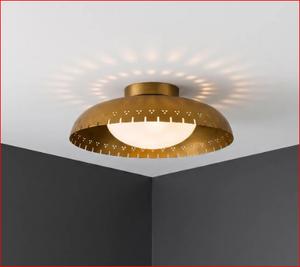 โคมไฟเพดานแบบฝังทรงกลมทองเหลืองแบบมีรูพรุน สไตล์โมเดิร์นกลางศตวรรษ - Product Image 1