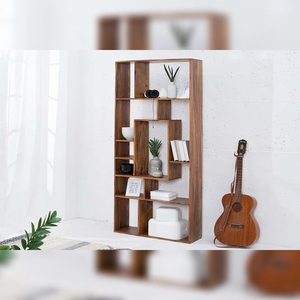 Vandana Elegant Modern Home Office & Bedroom <b>Bookcase</b> CUBUS 180cm Brown Sheesham Wood Finish Unique Grain Eco-Friendly Durable - Product Image 1