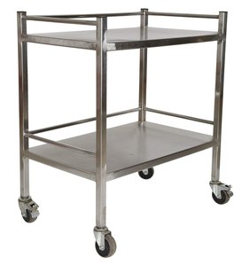 LABYCARE SKSS907A Carro médico quirúrgico de acero inoxidable antideslizante de dos niveles y 2 capas para hospital, taburete médico con escalón - Product Image 3