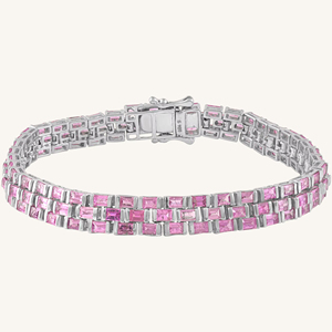 Pulsera de Zafiro Rosa en Plata de Ley 92.5 KLSB-20662 - Product Image 2