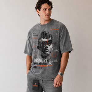 Camiseta de Lona 100% Algodón para Hombre, Estilo Vintage con Lavado Ácido, Oversize, Estampado de Grafiti, Hombro Caído, de Alto Gramaje, Fabricación Personalizada - Product Image 6