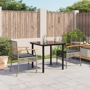 Conjunto de Comedor de Jardín de Ratán PE Gris Resistente a los Rayos UV, Colección de Muebles de Patio para Exteriores - Product Image 1