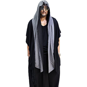 เสื้อคลุมยาวแบบมีฮู้ดสำหรับผู้ชาย แขนกุด ผ้าตาข่าย ตัดเย็บแบบเปิด ทรงเวสต์ สไตล์โกธิค สตรีทแวร์ สีดำ รุ่น 2026 - Product Image 5