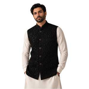 Gilet de créateur ethnique élégant pour homme, idéal pour les mariages Mehndi et Nikah, tailles et couleurs personnalisées, vente en gros - Product Image 1