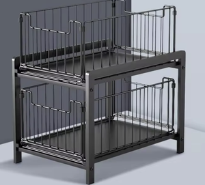 Étagère de rangement pliable multifonctionnelle à double niveau pour épices, sous l'évier, pour cuisine, OEM/ODM Vietnam - Product Image 2