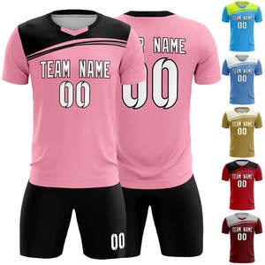 Custom Pink Soccer Jersey Set V-Neck Short Sleeve Sublimated Breathable Unisex Adult Team Apparel - Product Image 1
