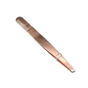 Pince à épiler pour sourcils en or rose avec peigne, double extrémité, en acier inoxydable, outil de toilettage professionnel, personnalisable - Product Image 2