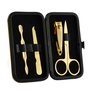 Luxury Gold Plated Manicure Sets with Nail Clippers Scissors Cuticle Pushers Nail File Premium <b>Metal</b> Travel Case - Product Image 1