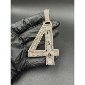 Moissanite Diamond 4 Number Pendant Iced Out Custom <b>Letters</b> Hip Hop Necklace Bling Jewelry Gift - Product Image 1