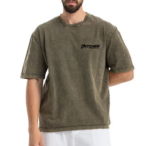 เสื้อยืดดีไซน์เนอร์ลุคผู้ชายสไตล์วินเทจ ล้างสีแบบแอซิด แฟชั่นลำลองแนวสตรีทแวร์ ใส่สบาย - Product Image 1