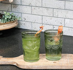 Verres à boire vintage côtelés vert sauge, motif tournesol en relief, pour jus, <span class=keywords><strong>vin</strong></span>, lait – Vaisselle et articles de boisson, idéal comme cadeau - Product Image 6