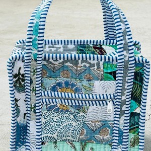 Sac fourre-tout matelassé en coton imprimé indien pour femme, style bohème vintage, fait main, lavable, pour usage quotidien, sac à bandoulière, sac de courses - Product Image 1
