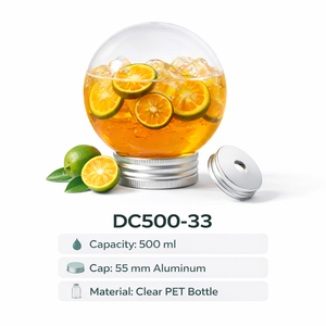 Botella de Plástico Transparente de 400 ml PET DC400-28 con Tapa de Rosca para Smoothies, Jugos y Té - Product Image 5