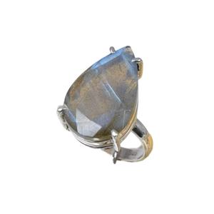 Bijoux fantaisie coupe Labradorite 925 bague en argent Sterling pierres précieuses bijoux faits à la main mois de mars pierre de naissance cadeau pour anniversaire - Product Image 1