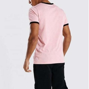 T-shirts personnalisés pour hommes à col rond et manches courtes, 100 % coton peigné, coupe décontractée, anti-boulochage, rose - Product Image 1