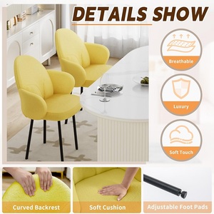 <span class=keywords><strong>Sedie</strong></span> da Pranzo Imbottite Gialle in Stile Mid-Century Moderno con Braccioli e Gambe in Metallo per <span class=keywords><strong>Cucina</strong></span>, Sala da Pranzo, Camera da Letto - Product Image 3