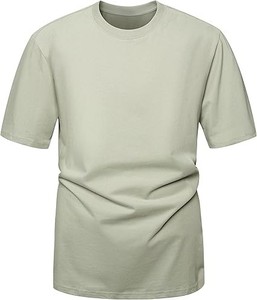 เสื้อยืดคอกลมแขนสั้นผู้ชาย สีพื้นเรียบๆ สไตล์ลำลอง สีเทาอ่อน - Product Image 1