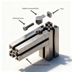 Soporte de Unión Sin Costuras de Aleación de Aluminio, Conector Interno Oculto, Perfil de Extrusión Plateado con Acabado Vibrado, Tornillo Reutilizable - Product Image 2