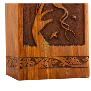 Handcrafted bird fly wave urn & Natural Wood Cremation Urn Ashes <b>Box</b> Artistic Funeral <b>Memorial</b> <b>Keepsake</b> by AYAANS - Product Image 5