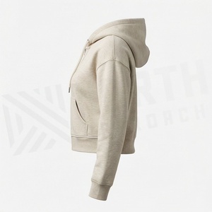 Wholesale High Quality Plus Size Custom Pullover Hoodie French Terry Fleece Puff Print Oversized Crop Top Sweatshirt - Product Image 3