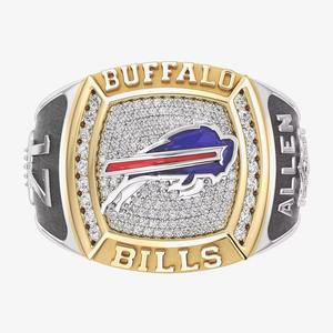 แหวนแชมป์ Buffalo Bills แบบปรับแต่งได้เต็มที่สำหรับผู้ชาย ดีไซน์คลาสสิกสองสี ผลิตตามสั่งสำหรับโรงเรียนมัธยมและมหาวิทยาลัย ทำจากโลหะผสมประดับด้วยเพชร VVS Moissanite - Product Image 1