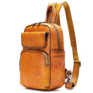 Vintage Leather Men Crossbody Chest <b>Bag</b> Small Leather Shoulder Brown Backpack Black Genuine Leather <b>Sling</b> <b>Bag</b> for Men Chest <b>Bag</b> - Product Image 1