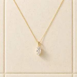 Solitaire Marquise Moissanite Charm <b>Pendant</b> Women's Tishya Diamond 14K Yellow <b>Gold</b> Luxury Jewelry - Product Image 4