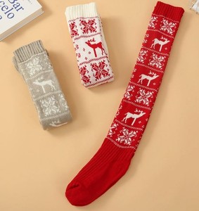 Christmas long stockings jacquard knit <b>wool</b> over-the-knee <b>socks</b> women's autumn and winter warm slouch <b>socks</b> - Product Image 2