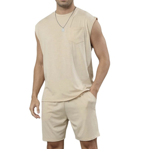 Professional Athletic Training Wear Lightweight Material Quick Dry Breathable Design For Gym Men Sleeveless T Shirt Short <b>Set</b> - Product Image 5