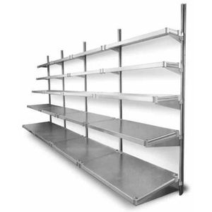 Mild Steel Powder Coated Casual Indoor Heavy Duty Long Lasting <b>Wall</b>-mounted 4-Shelf <b>Display</b> Rack - Product Image 1