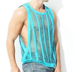 Men's <b>Mesh</b> Sleeveless Tank <b>Top</b> O-Neck Knitted Breathable Casual Hollow Out Design Muscle Fit - Product Image 5